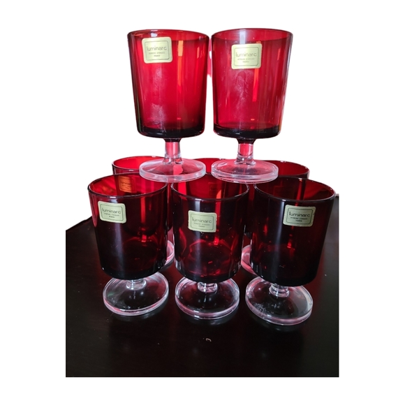 Vintage Luminarc Arcoroc France Ruby Red Stemmed Glass Goblet 4" - Picture 2 of 9